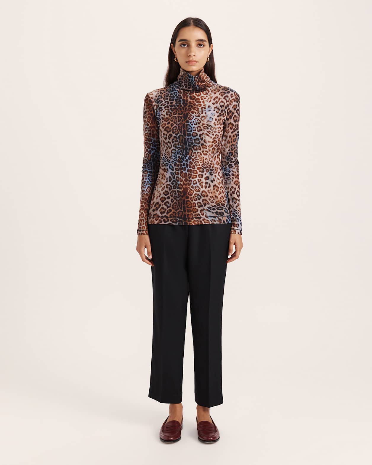 Malia Print Long Sleeve Rib Tee in MULTI