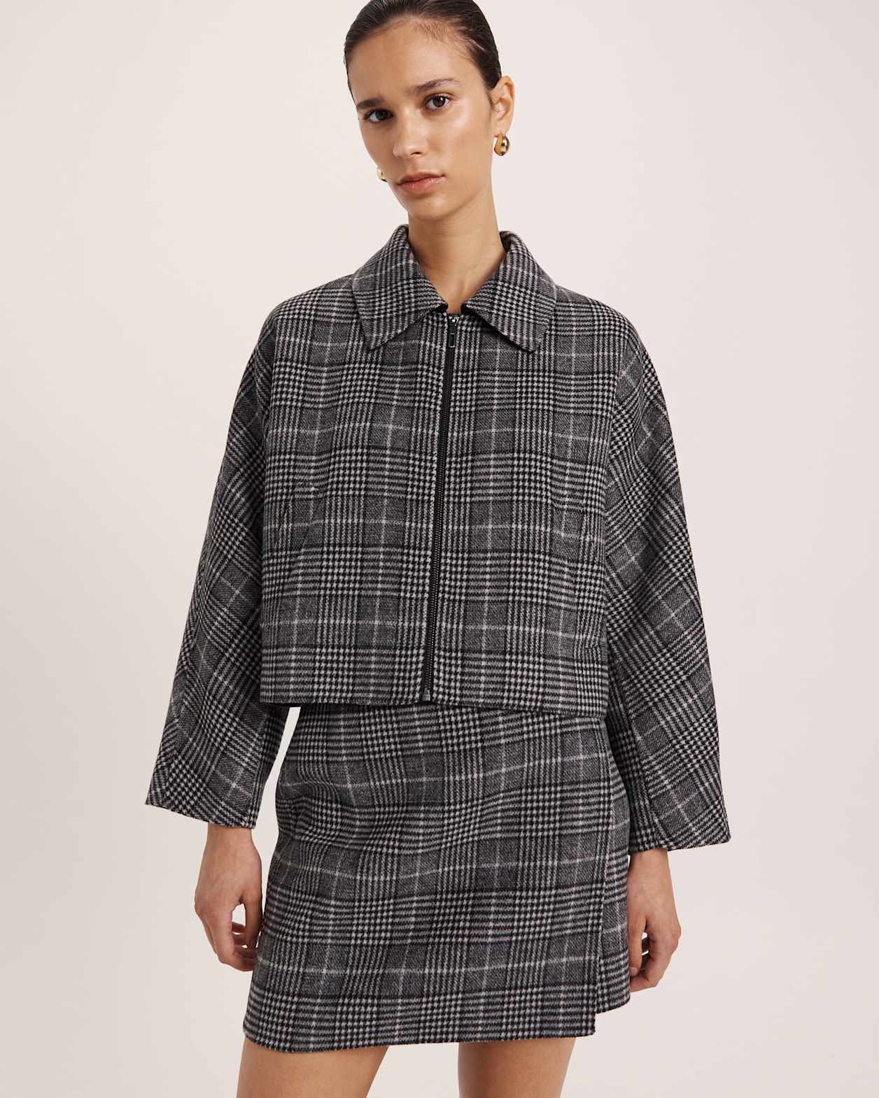Perri Bomber Jacket in CHECK