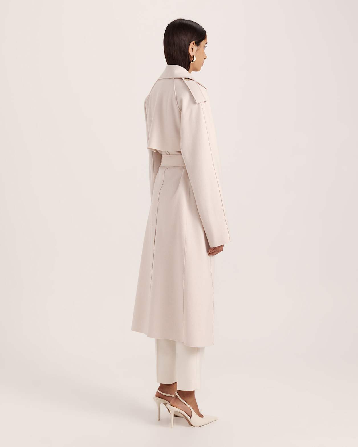 Karla Wool Relaxed Trenchcoat in SOFT STONE