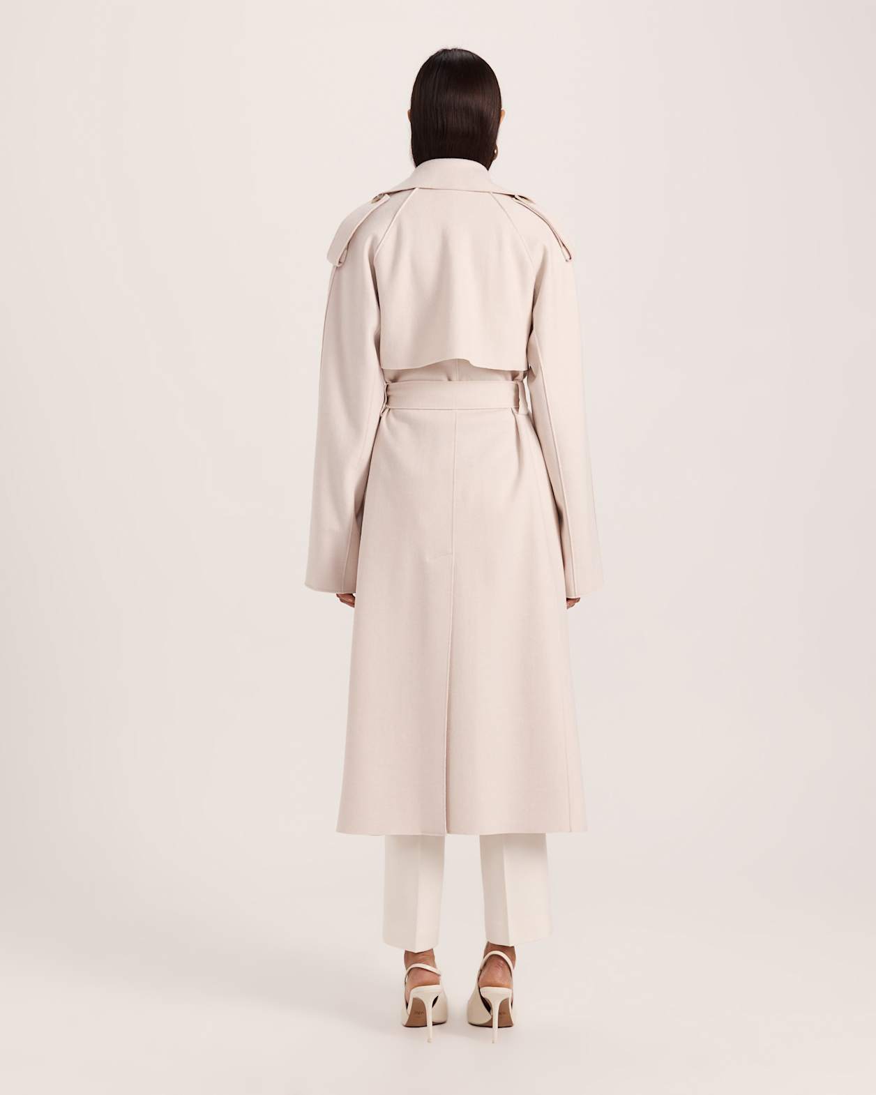 Karla Wool Relaxed Trenchcoat in SOFT STONE