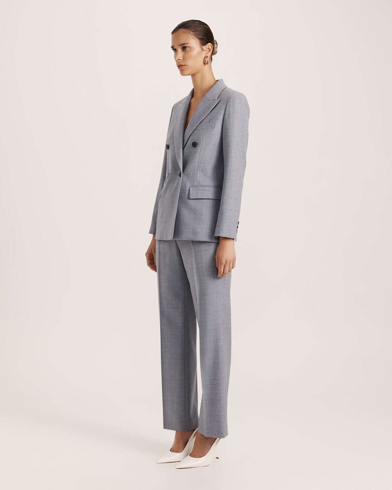 Jaimee Double Breasted Blazer in GREY MELANGE
