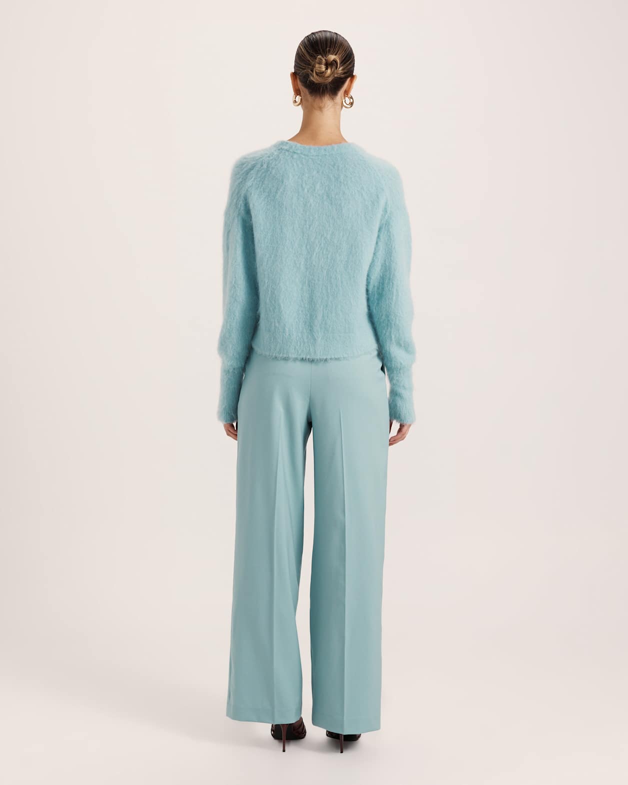 Mindy Mohair Wool Cropped Cardi in SEAFOAM