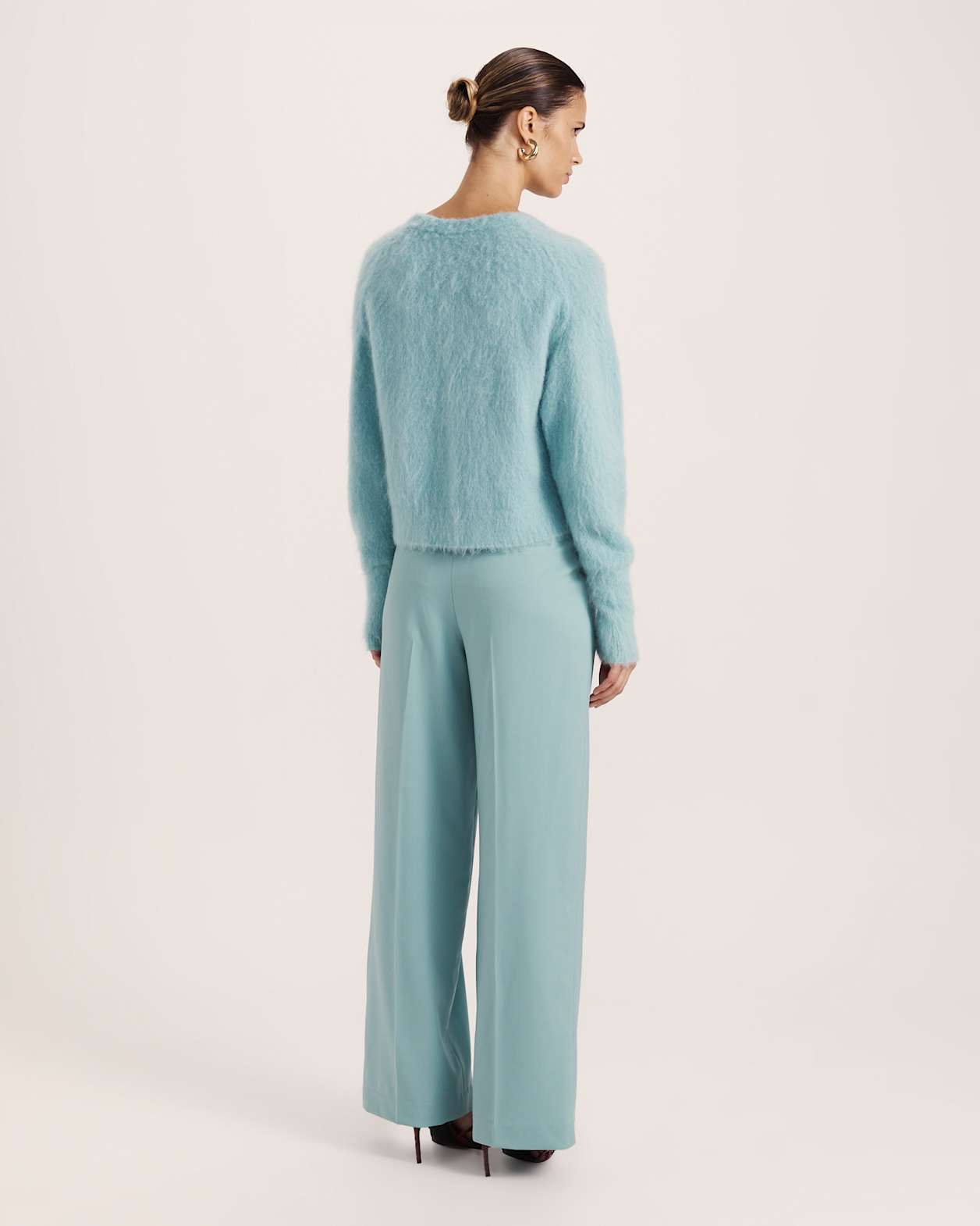 Mindy Mohair Wool Cropped Cardi in SEAFOAM