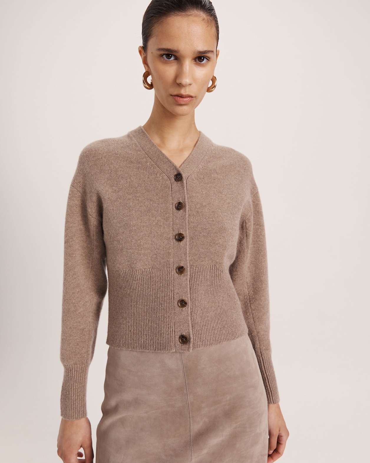 Cashmere Batwing Cardi in MUSHROOM