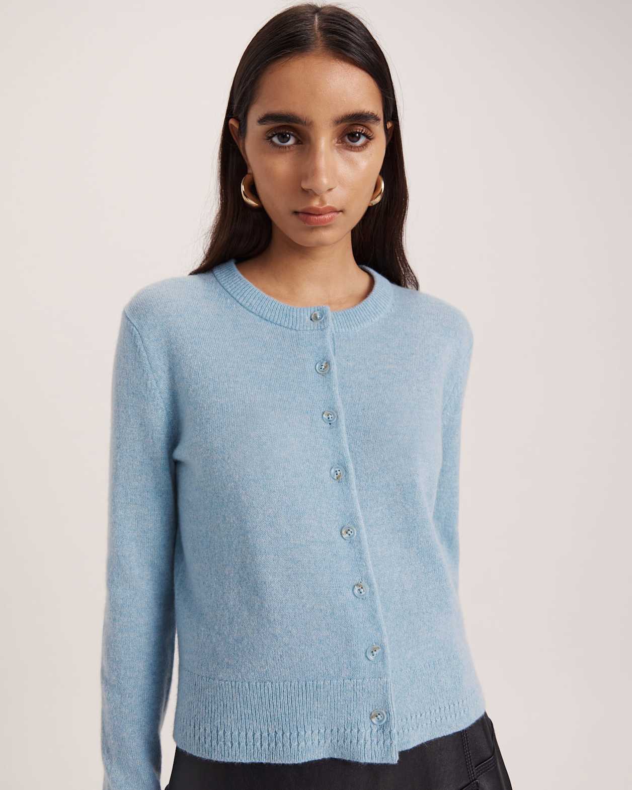 Classic Cashmere Cardi in SEAFOAM