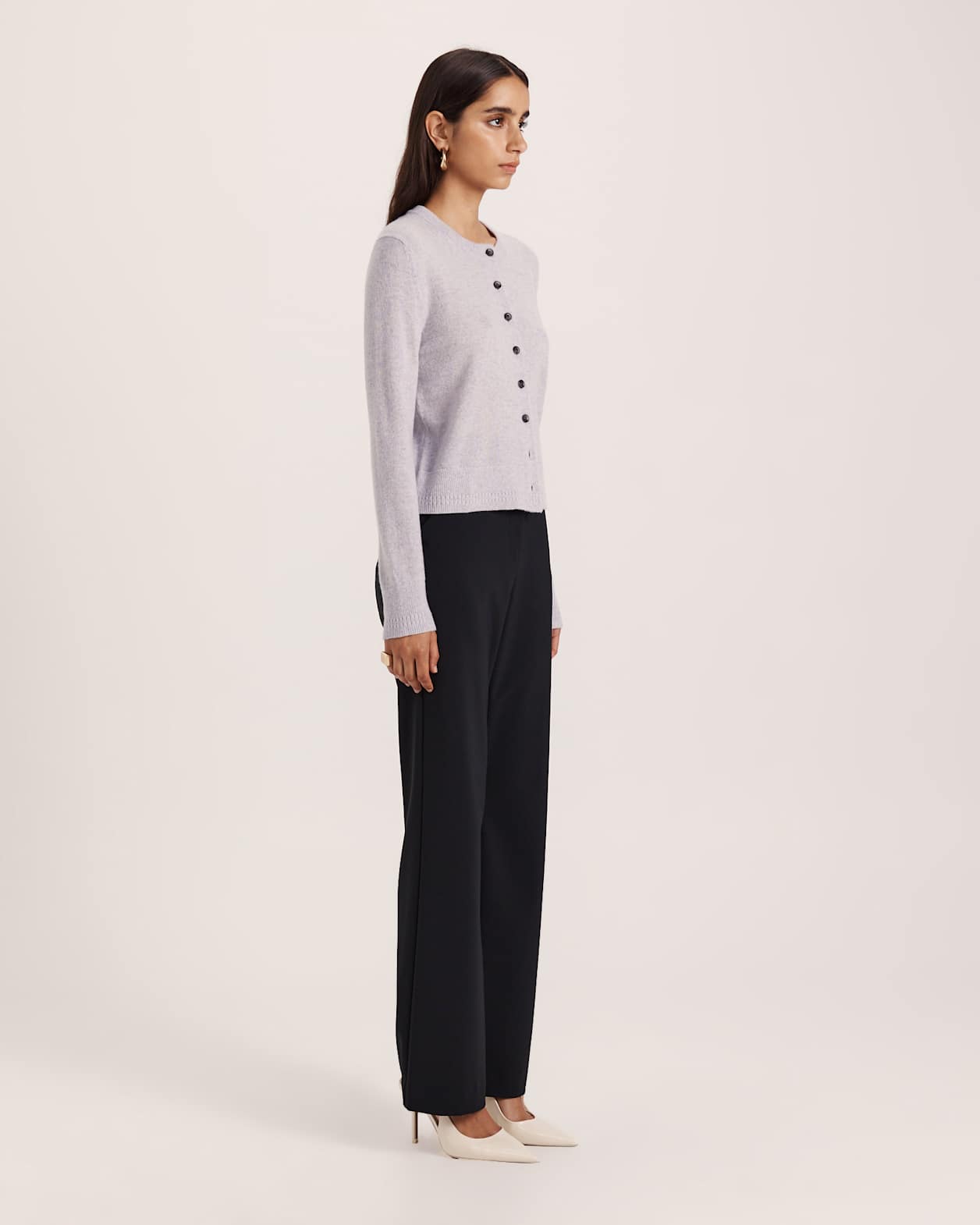 Classic Cashmere Cardi in GREY MELANGE