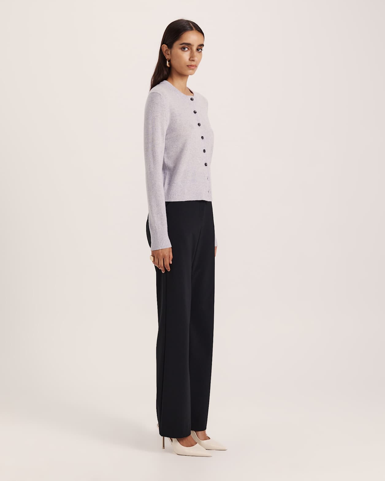Classic Cashmere Cardi in GREY MELANGE
