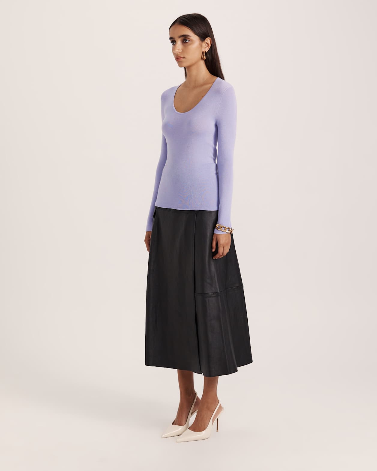 Clare Wool Scoop Neck in PERIWINKLE