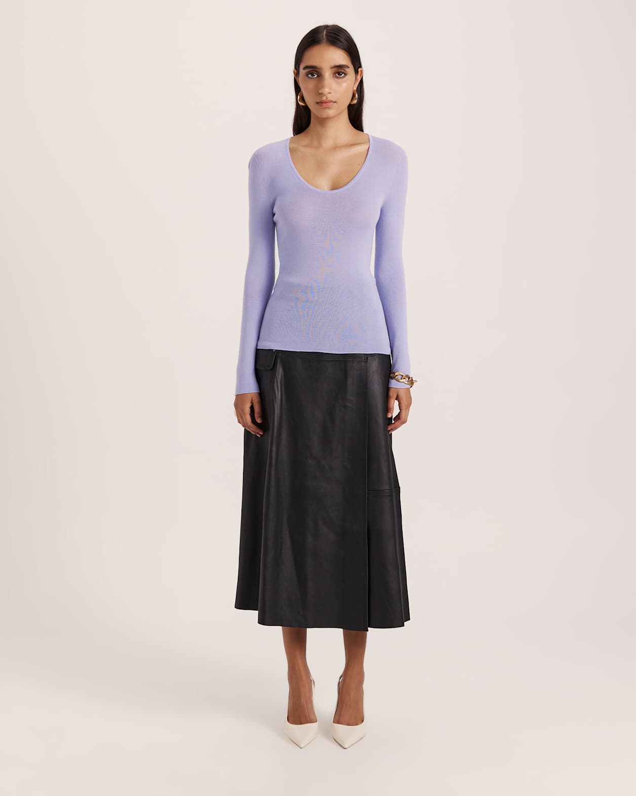 Clare Wool Scoop Neck in PERIWINKLE