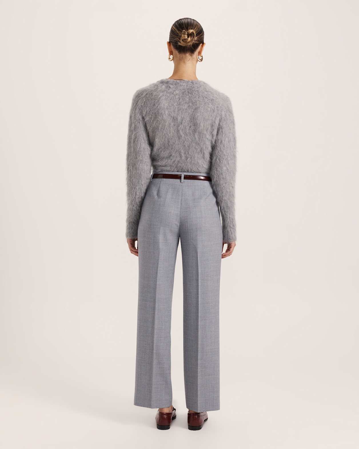 Jaimee Wool Pleat Front Pant in GREY MELANGE