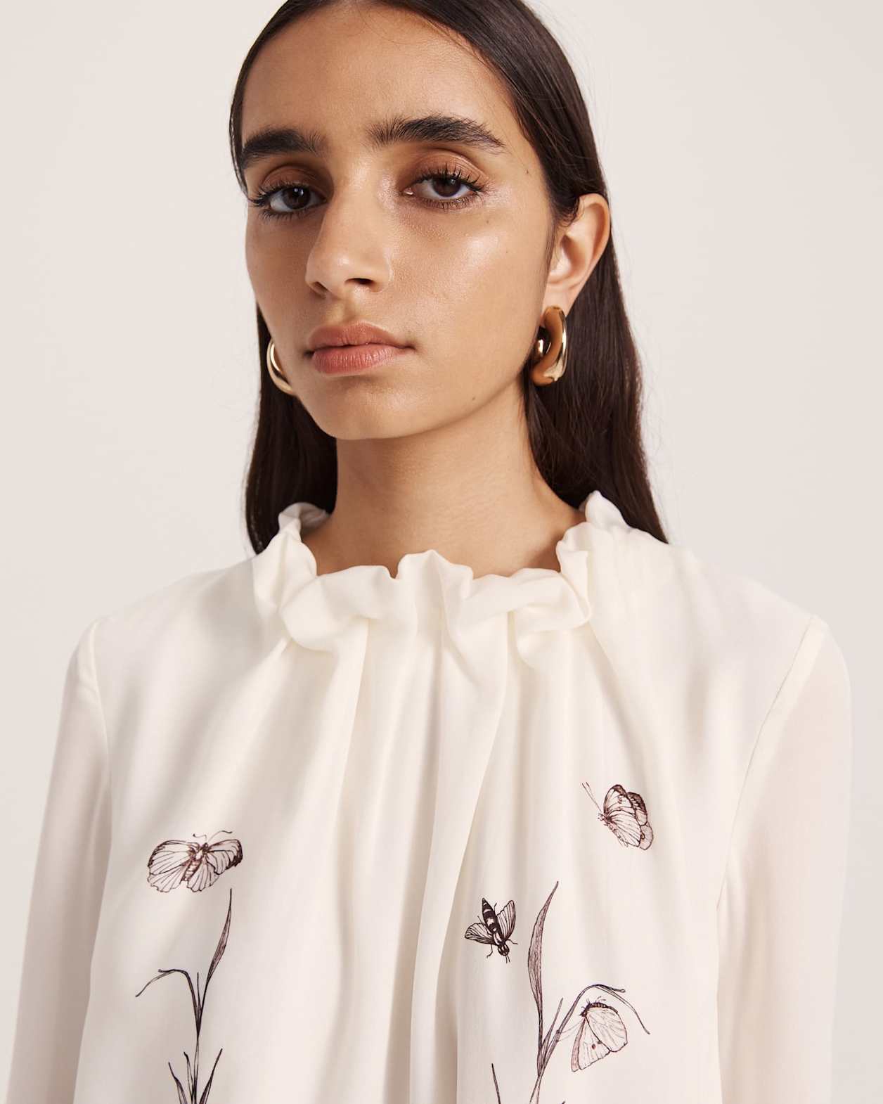 Aurora Silk High Neck Top in MULTI