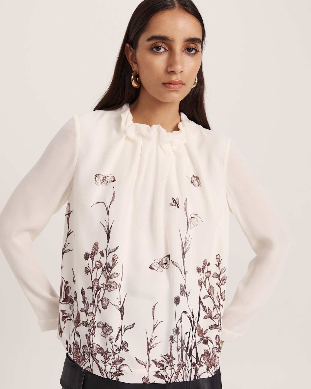 Aurora Silk High Neck Top in MULTI