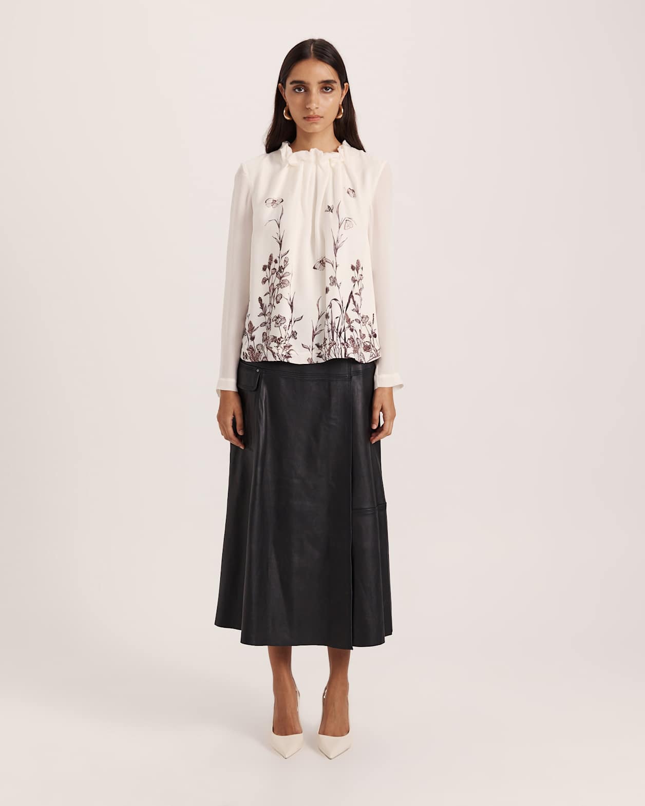 Aurora Silk High Neck Top in MULTI
