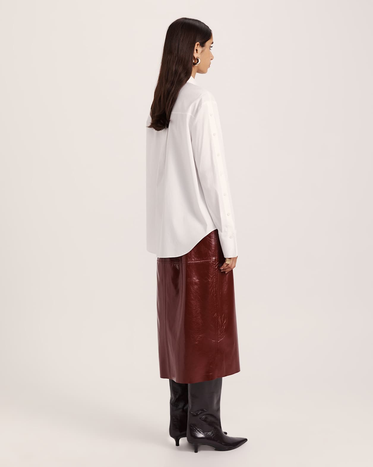 Gina Button Long Sleeve Shirt in WHITE