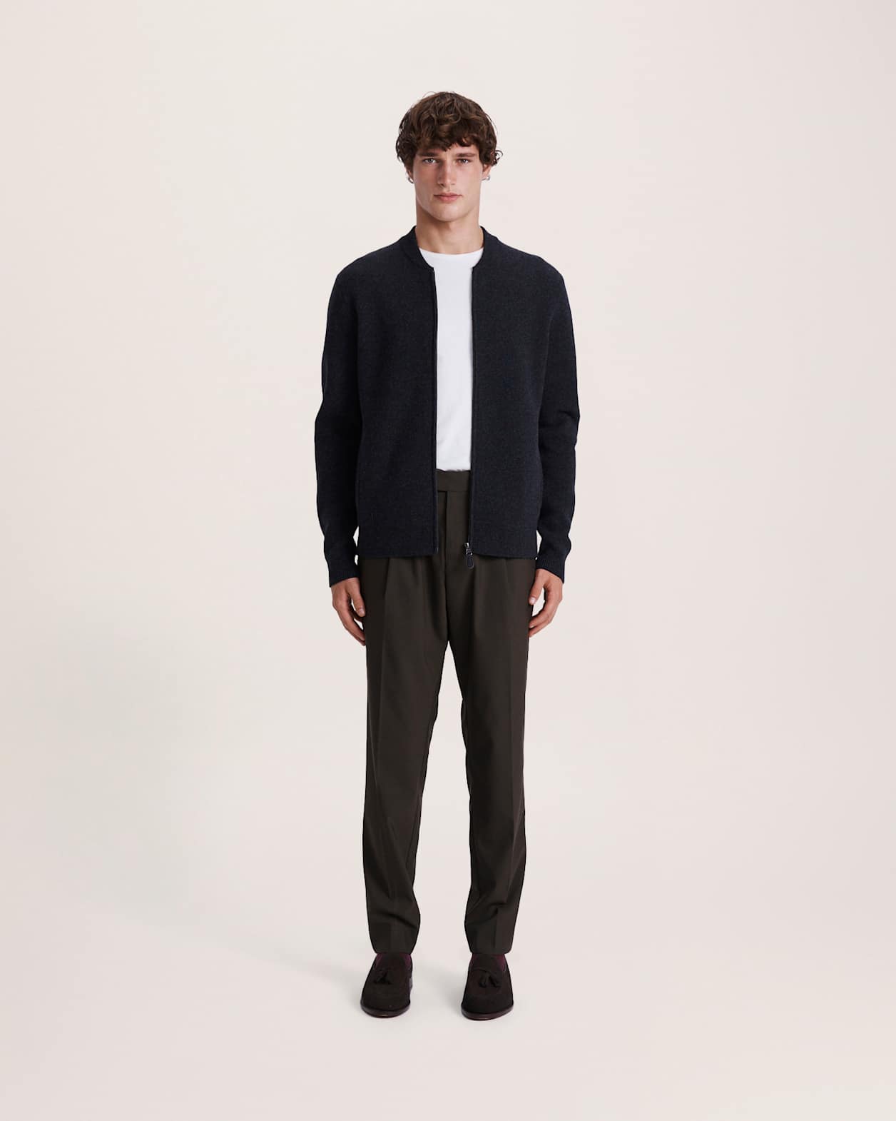 Claude Zip Through Knit in CHARCOAL