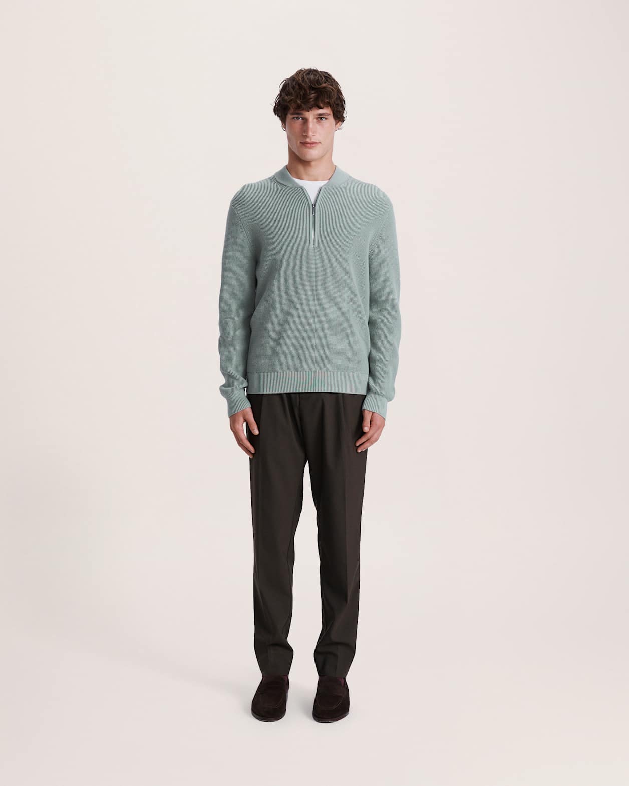 Angus Quarter Zip Knit in MINT
