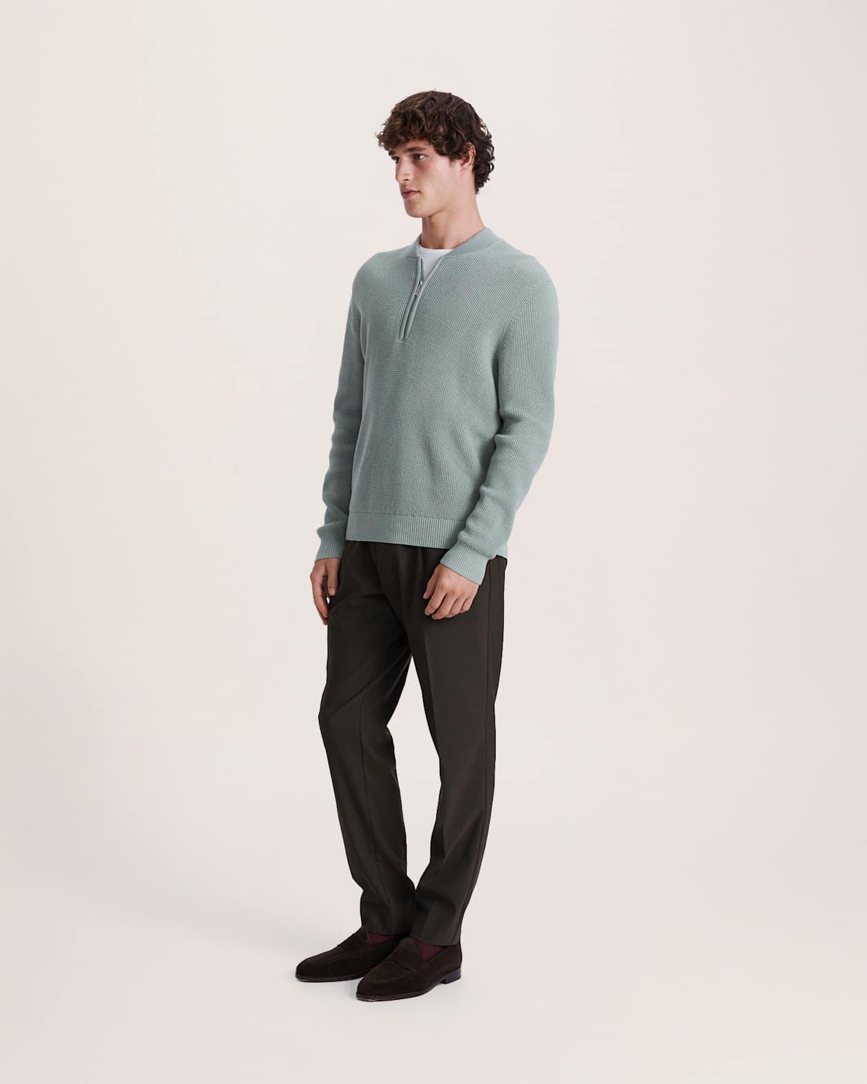 Angus Quarter Zip Knit in MINT