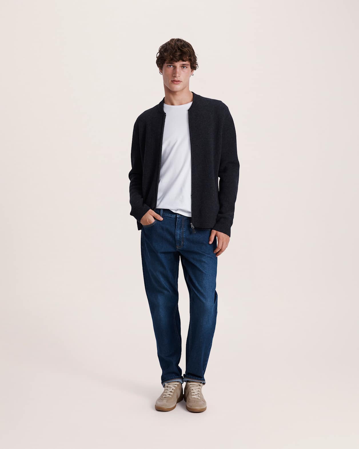 Claude Zip Through Knit in CHARCOAL