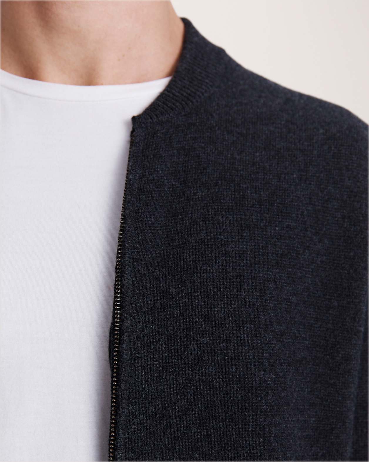 Claude Zip Through Knit in CHARCOAL