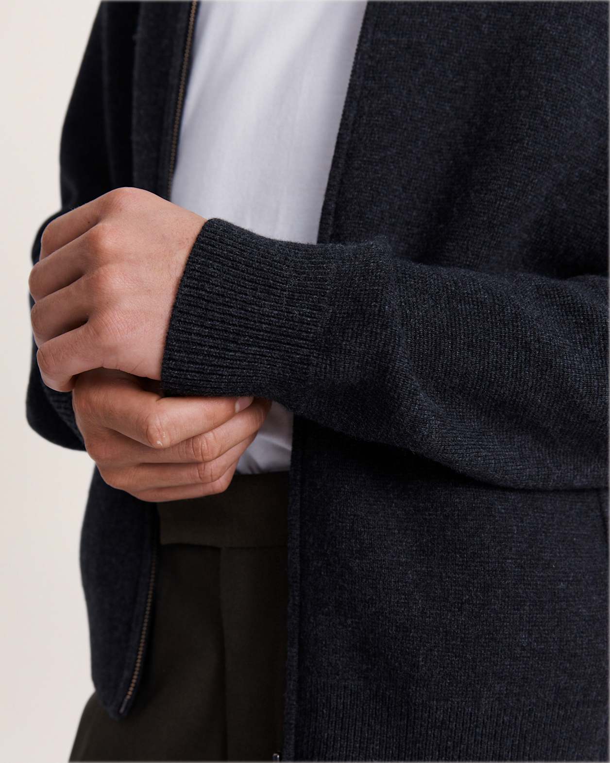 Claude Zip Through Knit in CHARCOAL