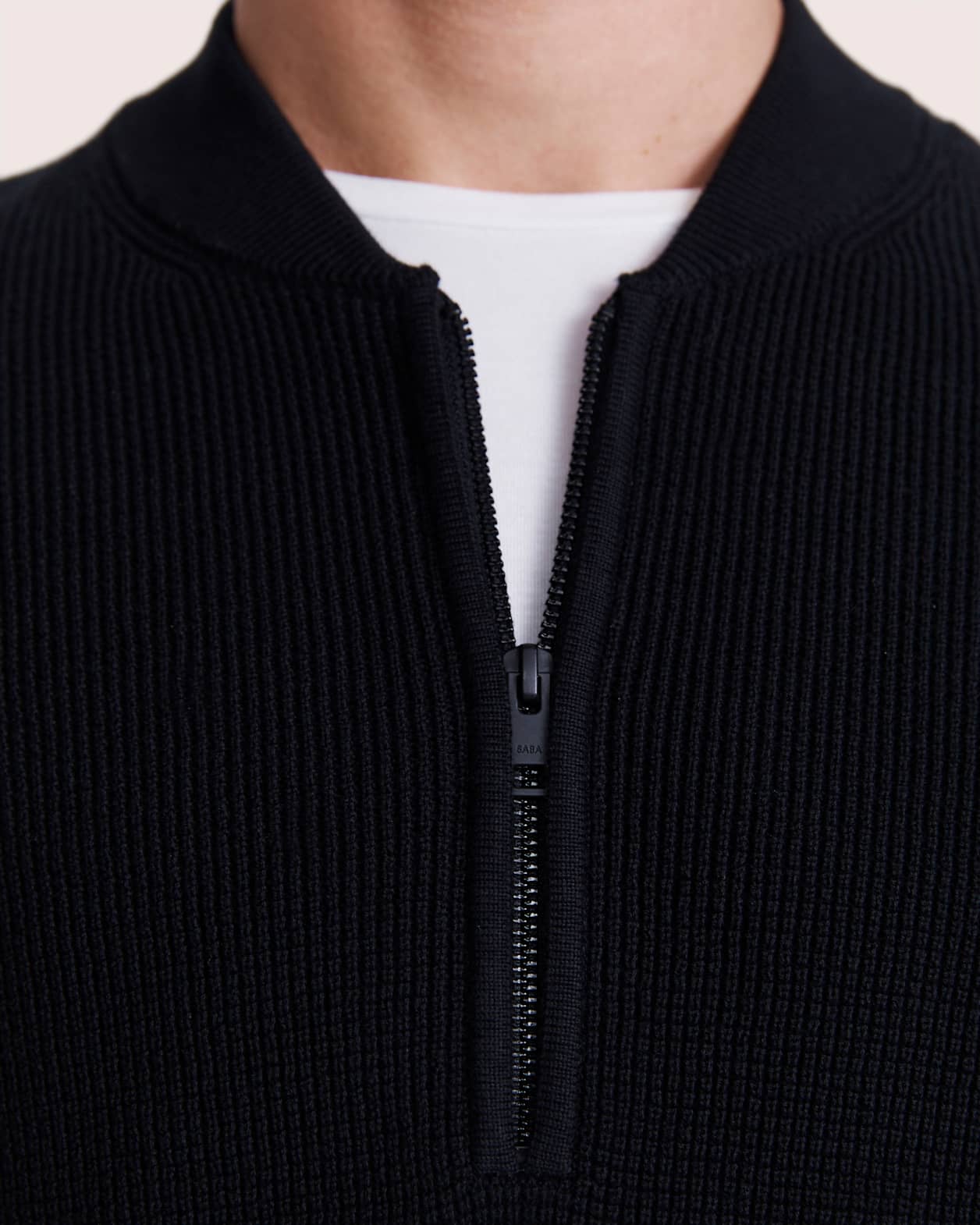 Angus Quarter Zip Knit in BLACK