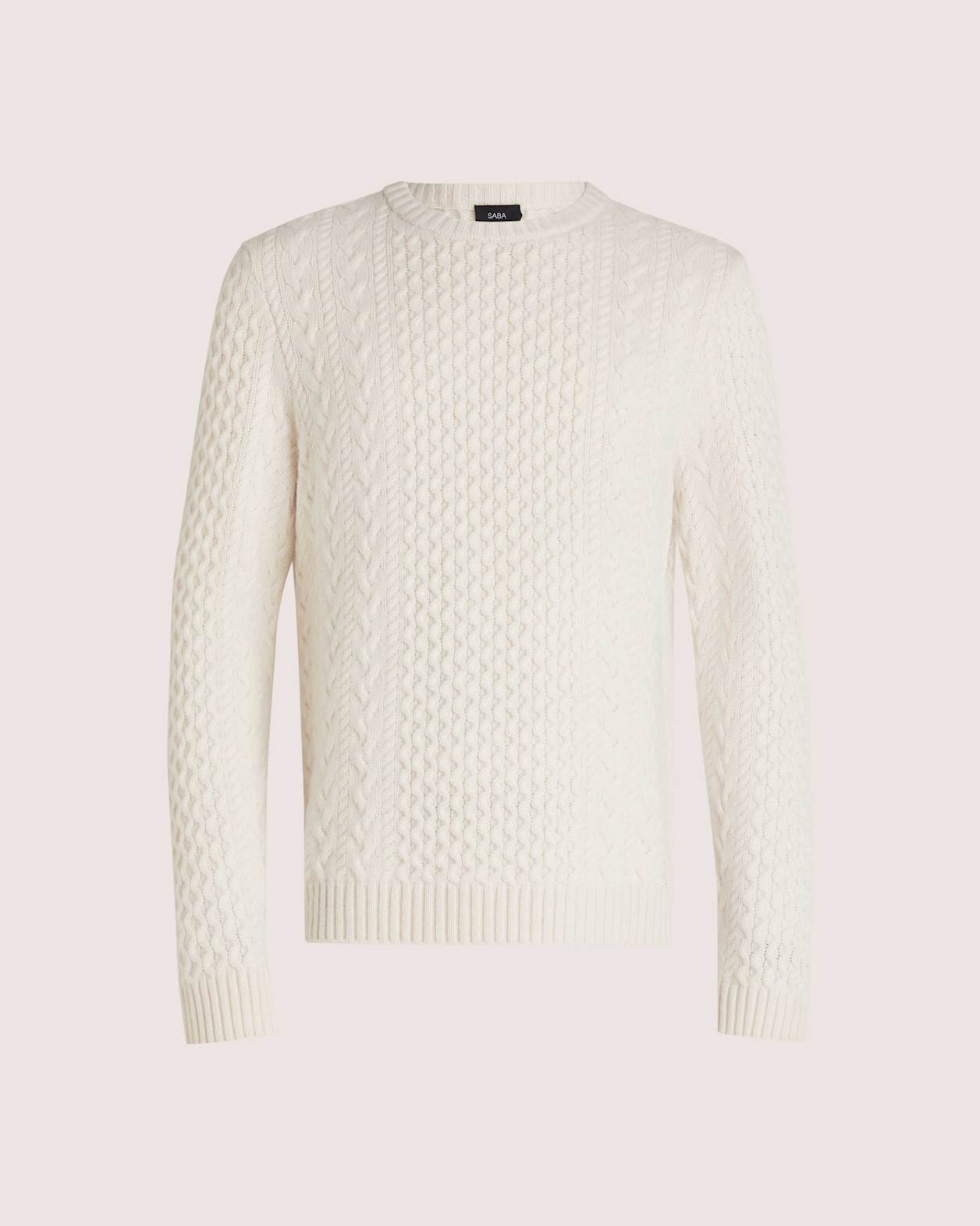 Claude Cable Merino Crew Knit in CHALK