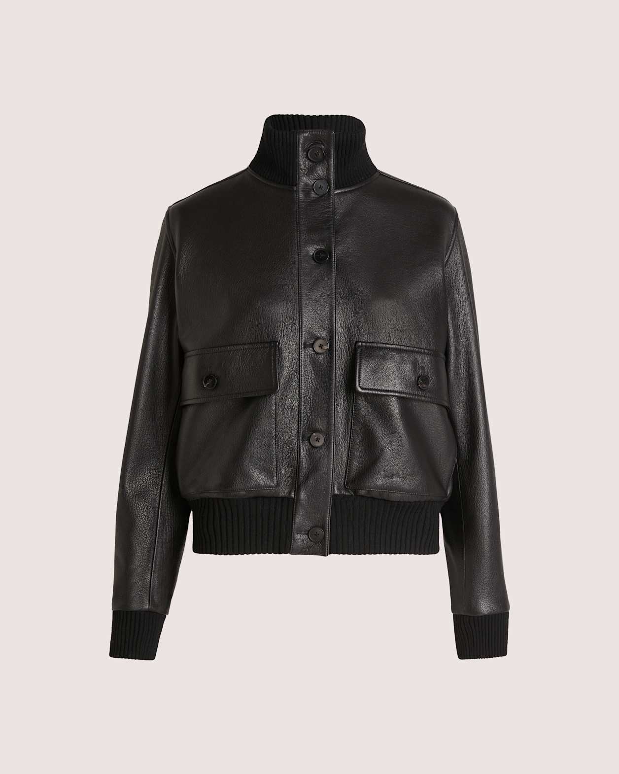 Elyse Leather Bomber in BLACK