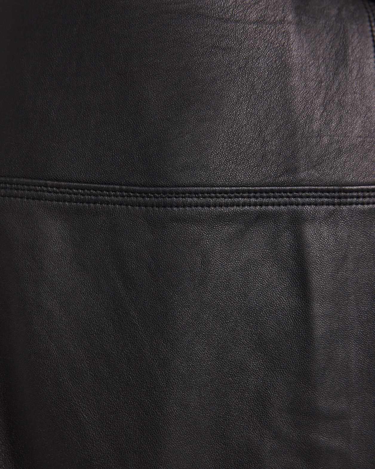 Aria Leather Wrap Midi Skirt in BLACK