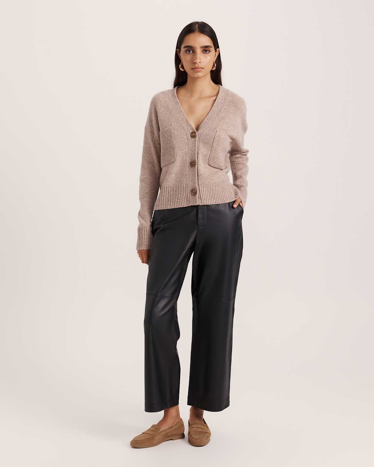 Nora Wool Cashmere Cardi in MINK