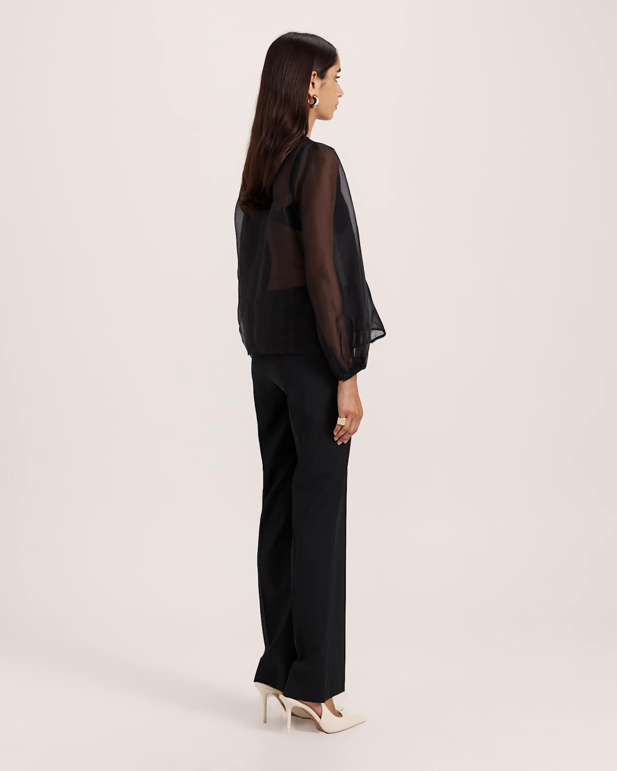 Demi Silk Organza Blouse in BLACK