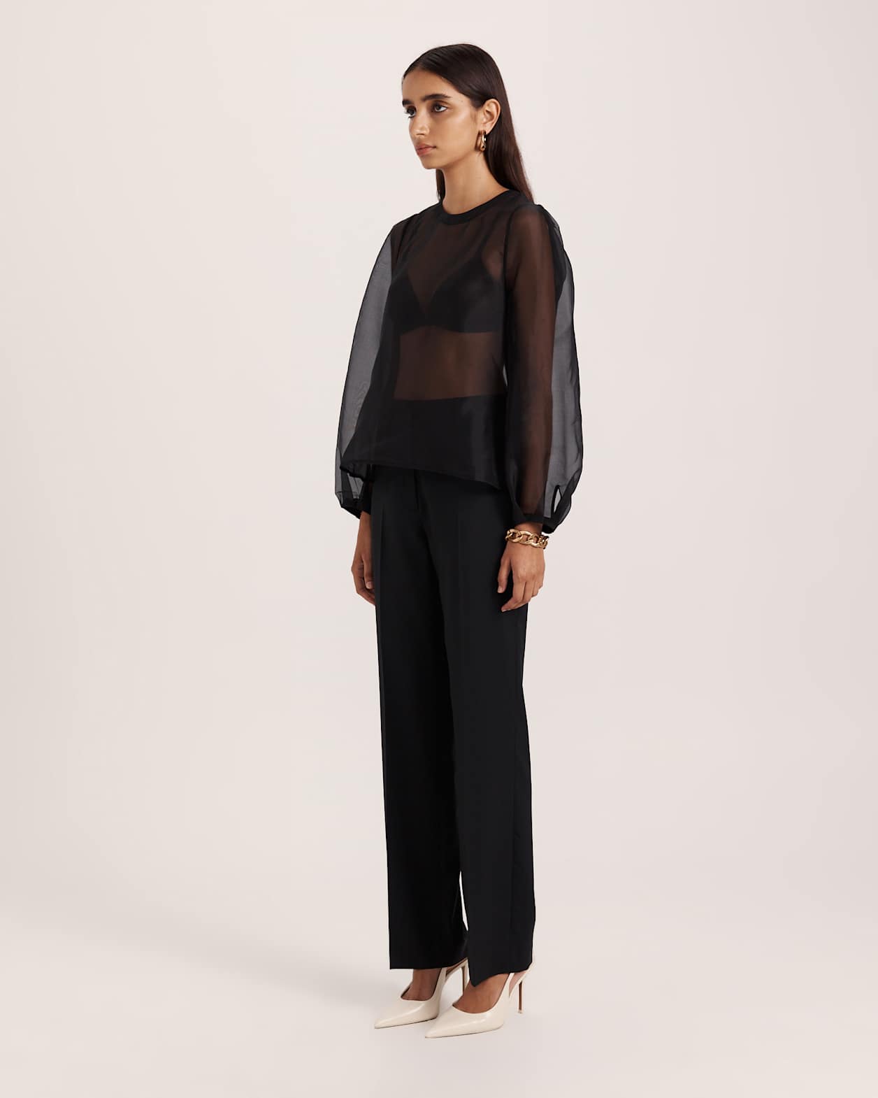 Demi Silk Organza Blouse in BLACK