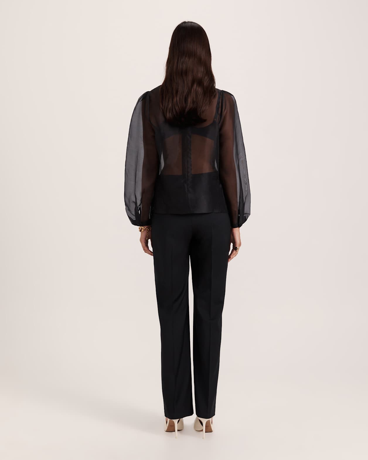 Demi Silk Organza Blouse in BLACK