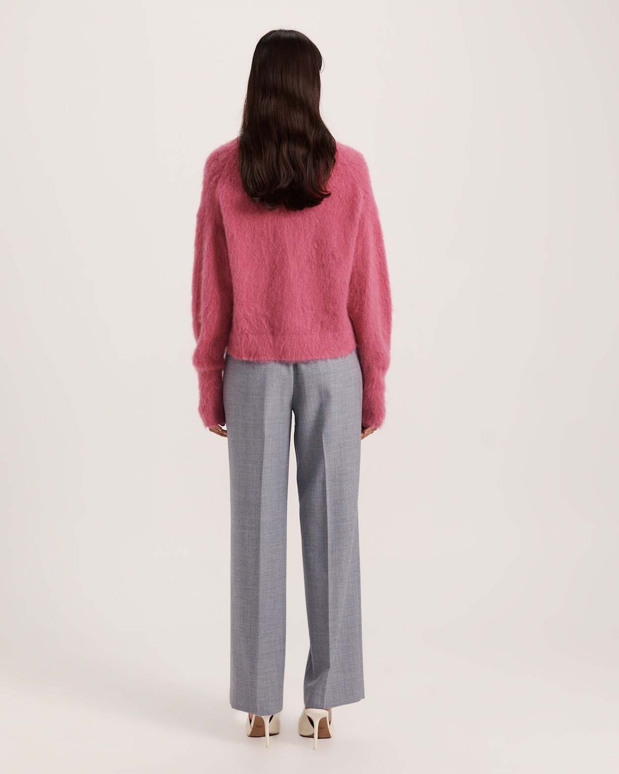 Mindy Mohair Wool Cropped Cardi in ROSE