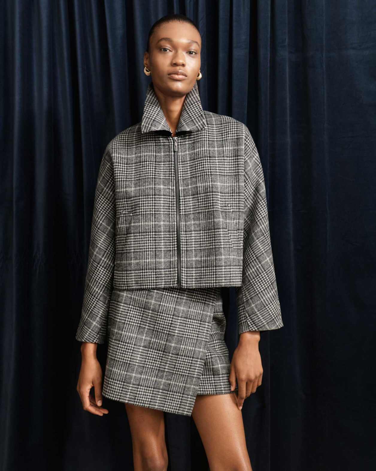 Perri Bomber Jacket in CHECK