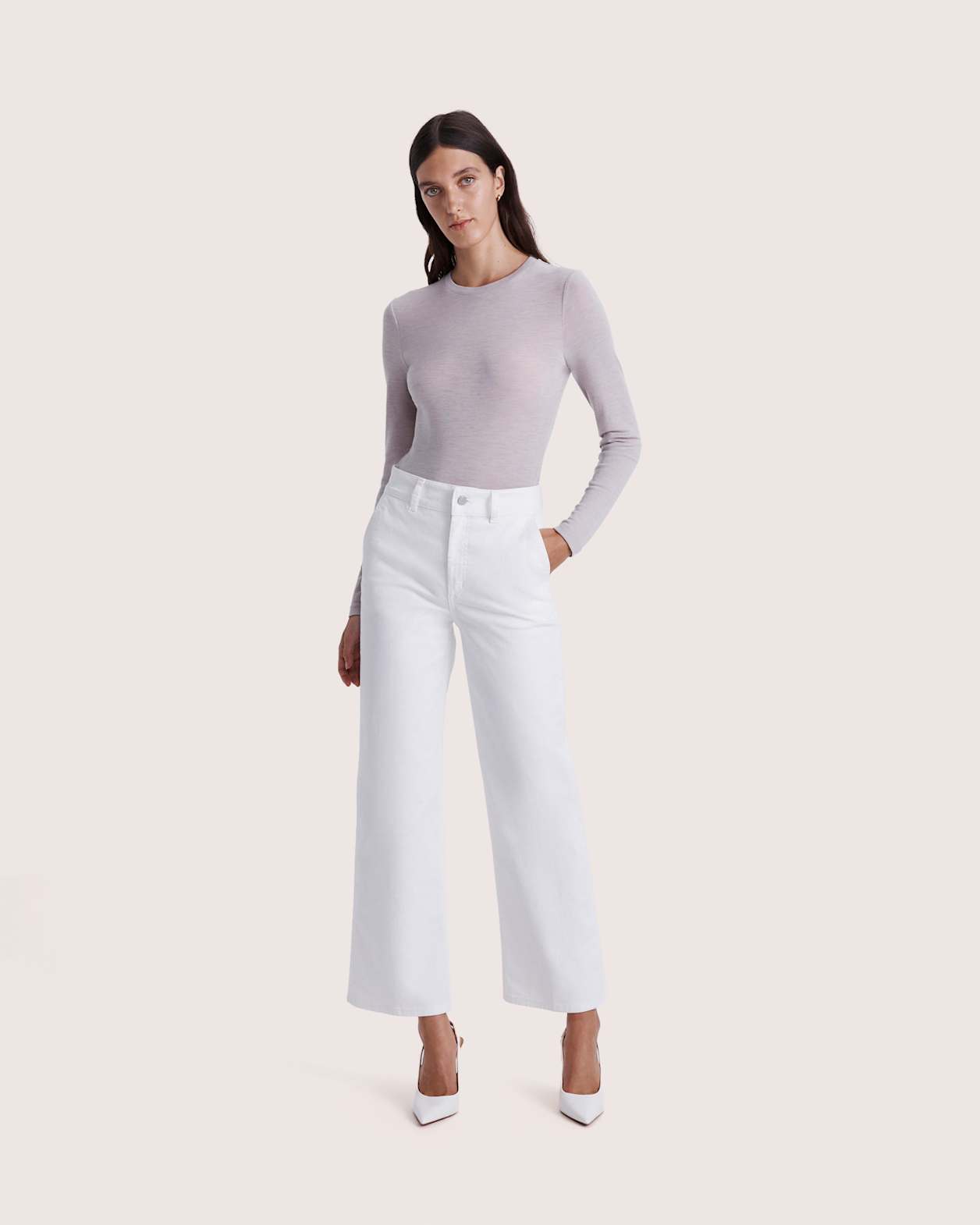 Ava Wide Leg Jean in WHITE