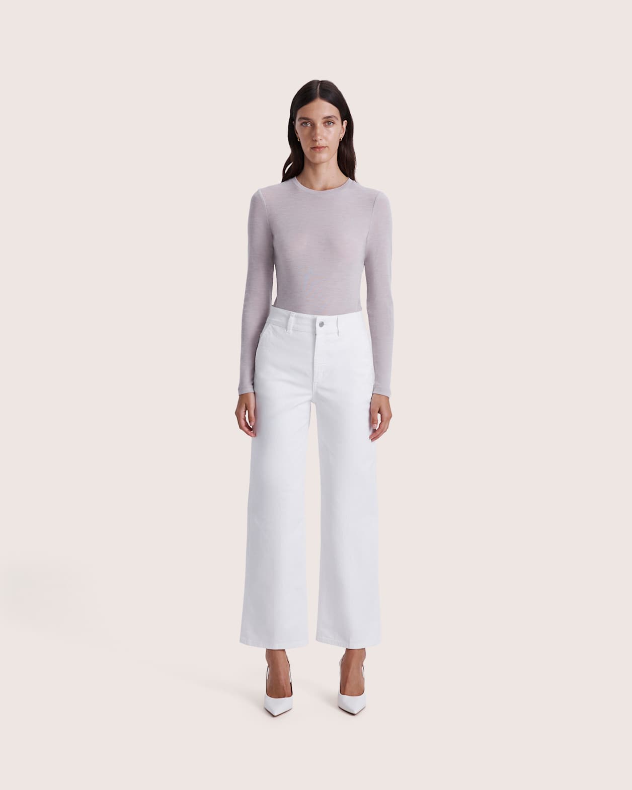 Ava Wide Leg Jean in WHITE