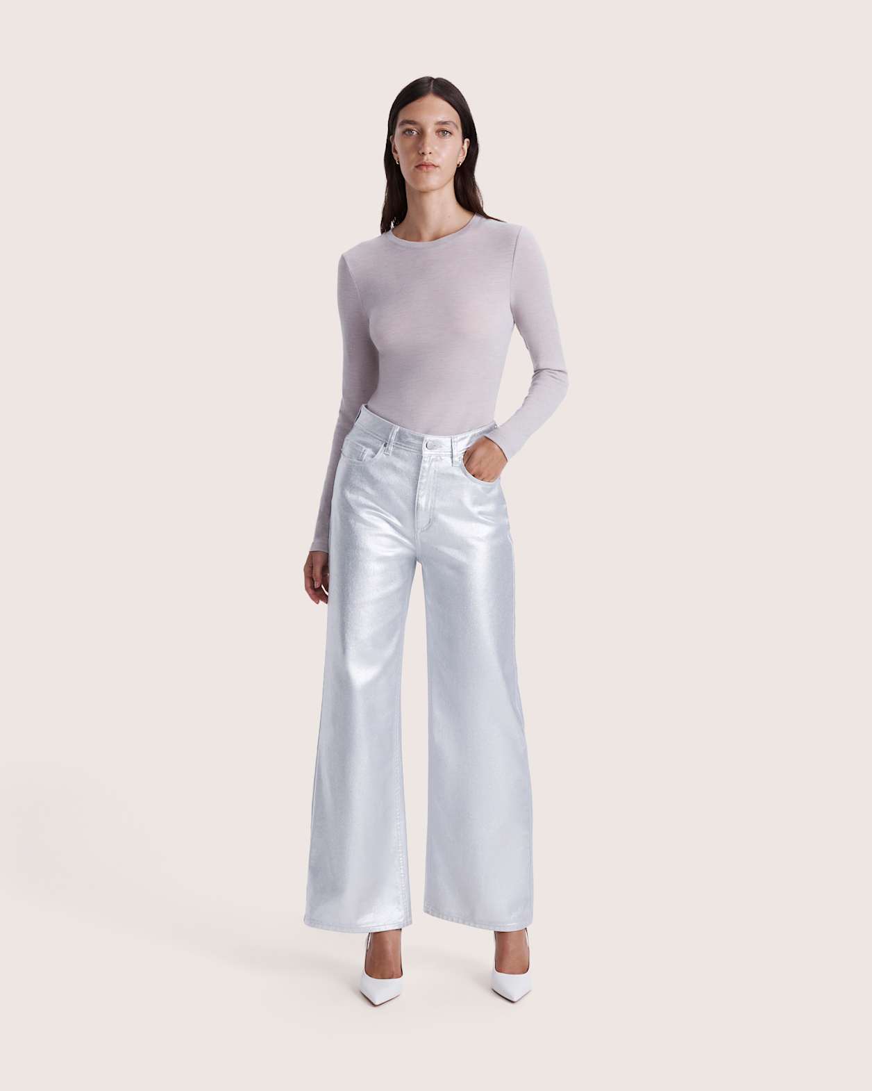 Petra Wide Leg Jean in SILVER