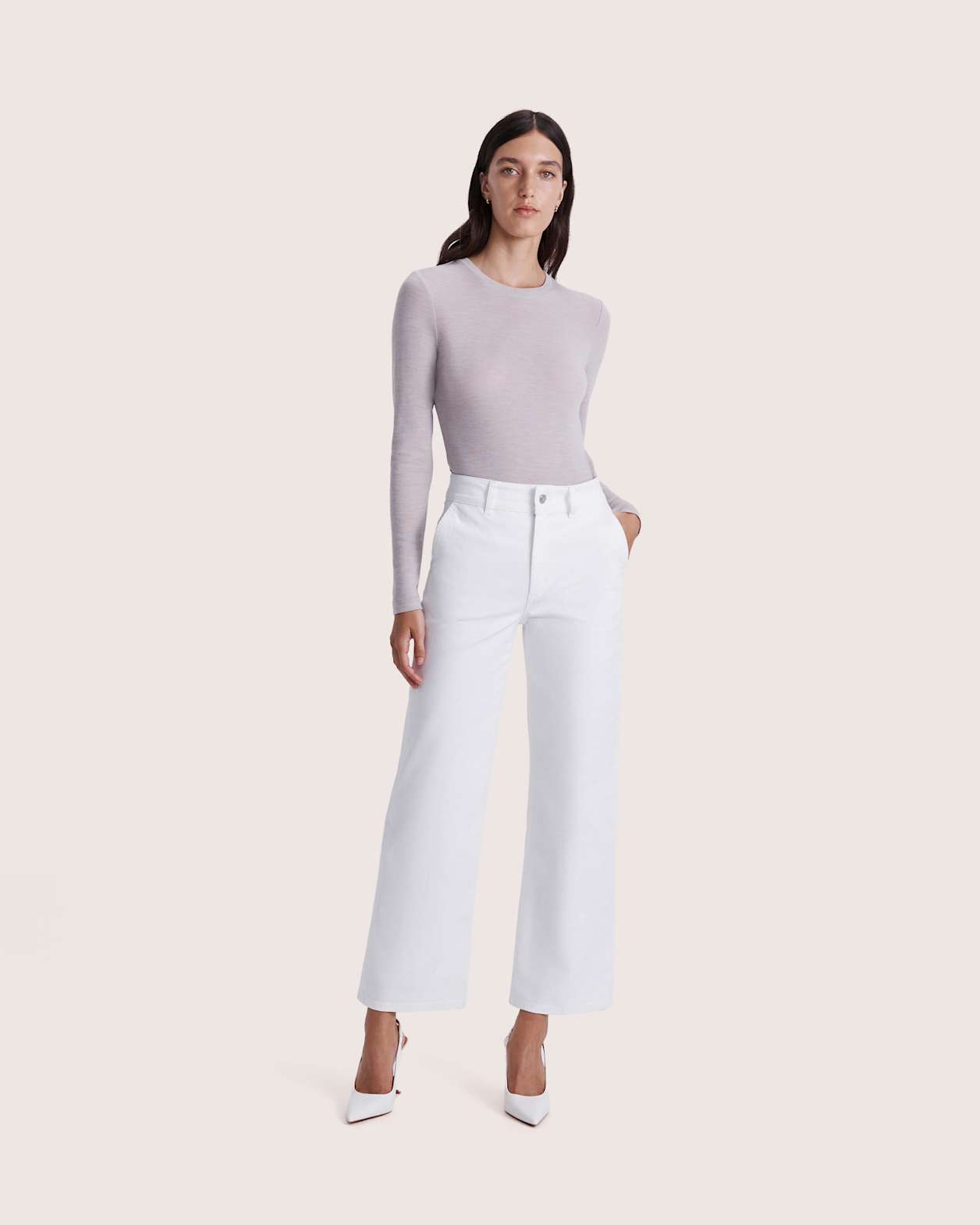 Ava Wide Leg Jean in WHITE