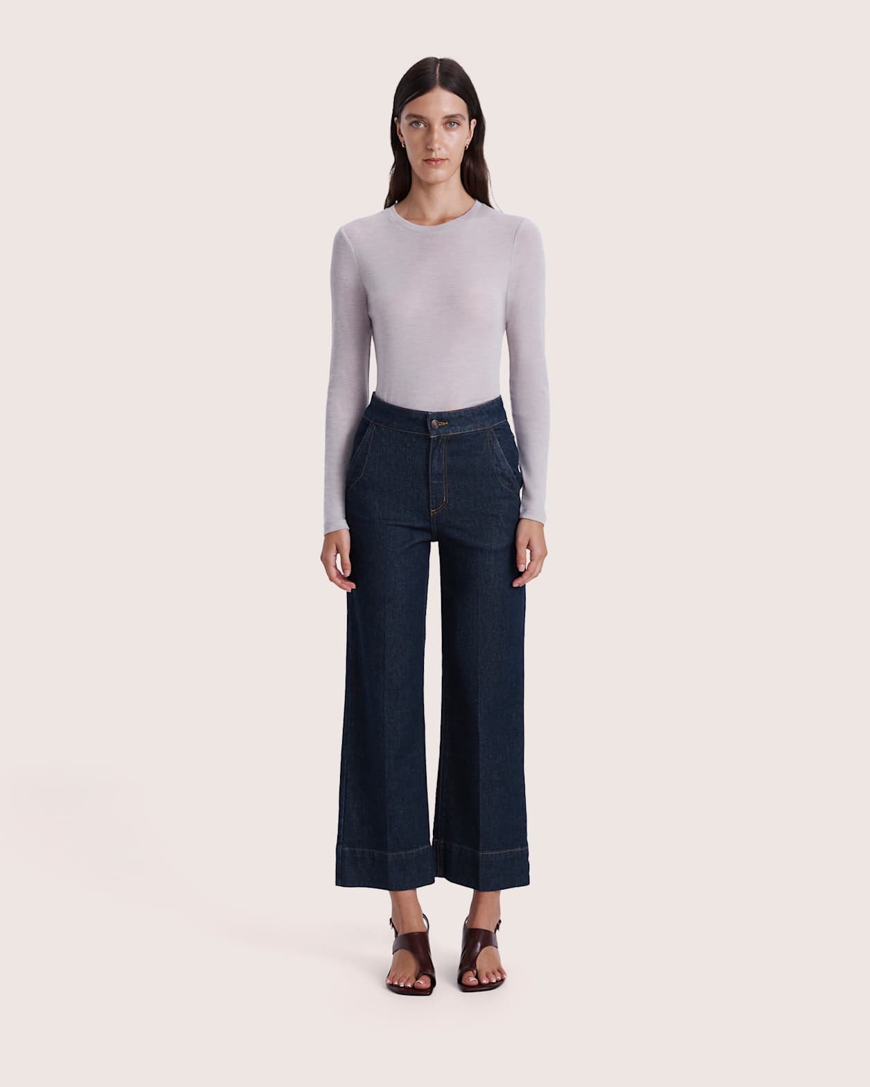 Ava Cropped Wide Leg Jean in BLUE/BLACK WASH