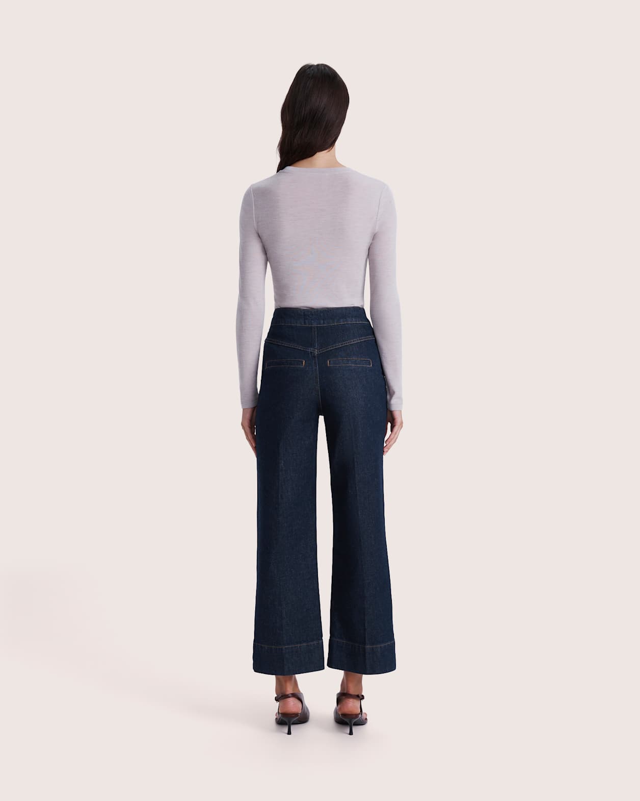 Ava Cropped Wide Leg Jean in BLUE/BLACK WASH