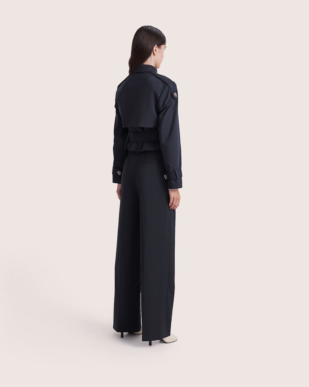 Tia Cropped Trench in BLACK