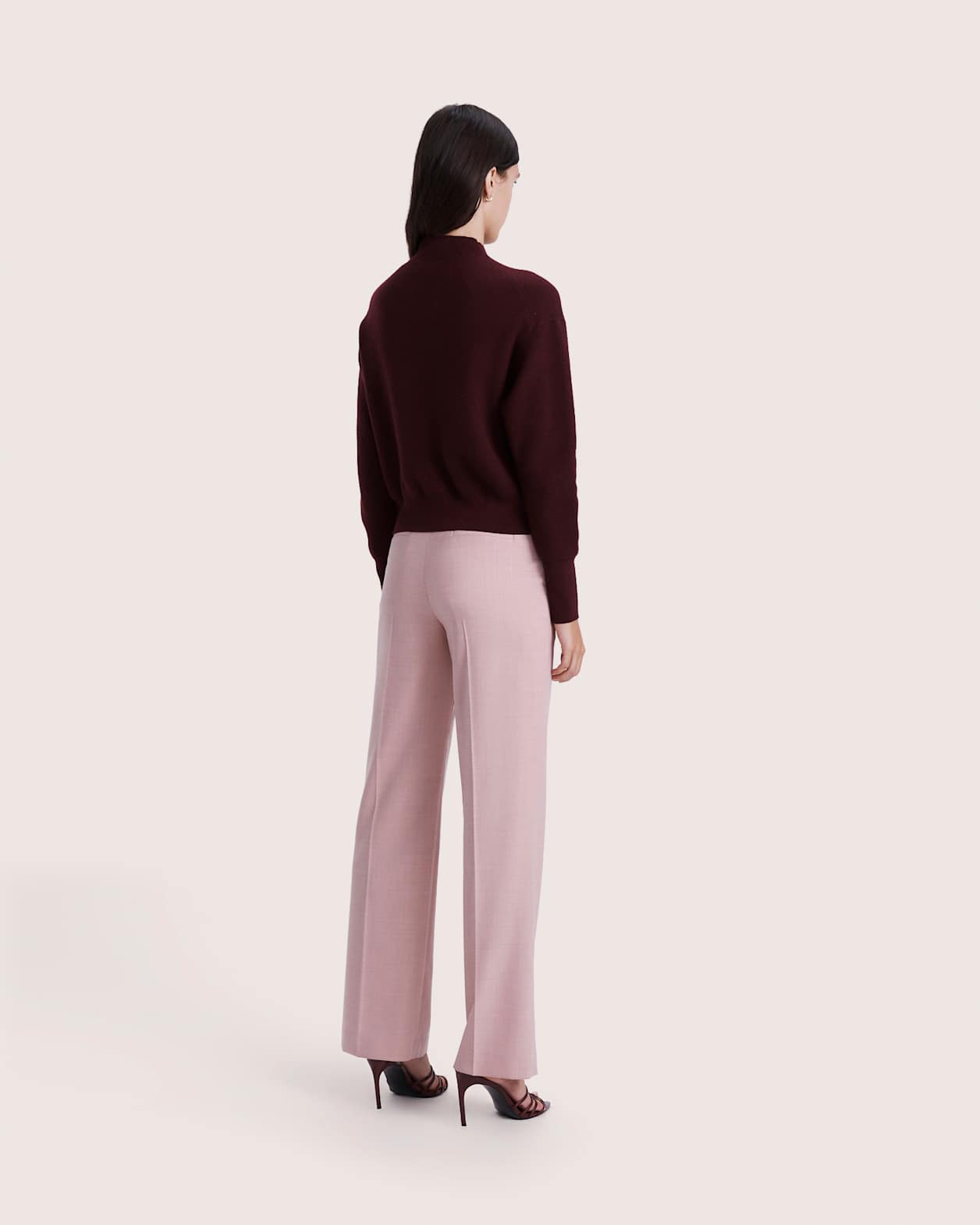 Boiled Wool Batwing Cardi in PLUM