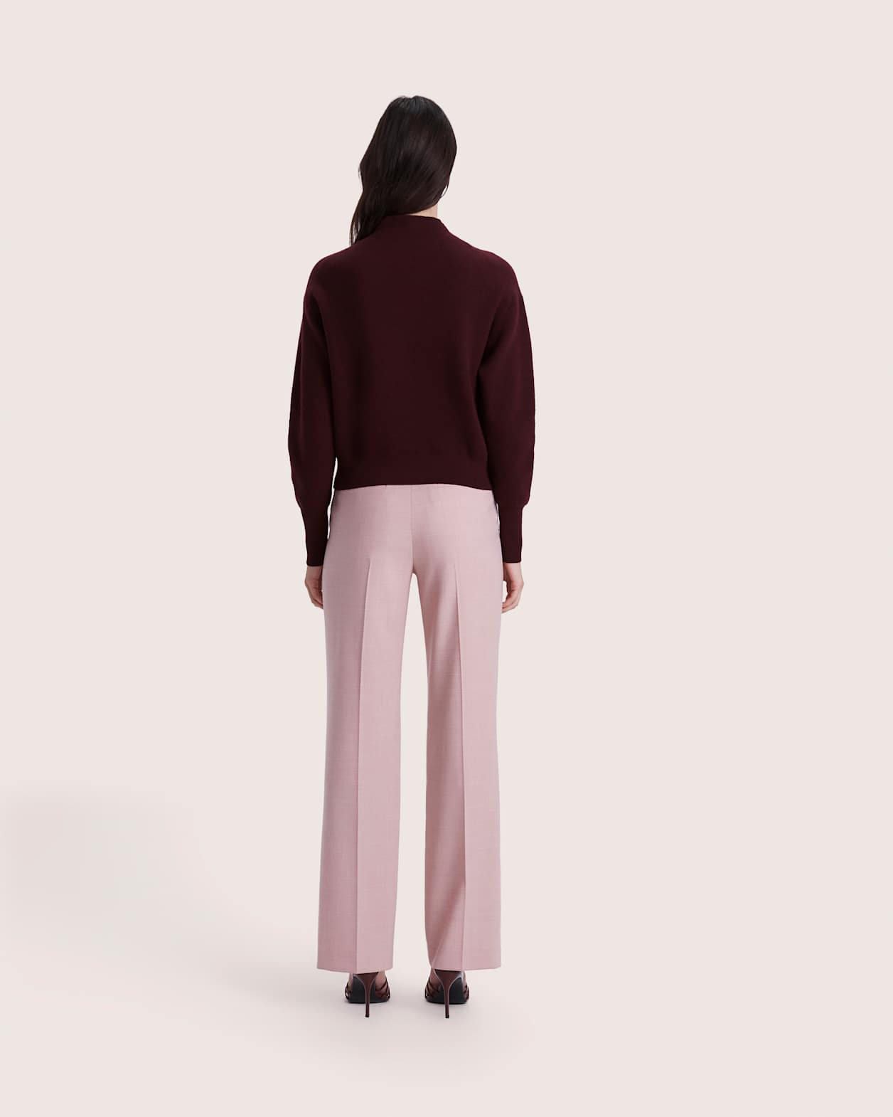 Boiled Wool Batwing Cardi in PLUM