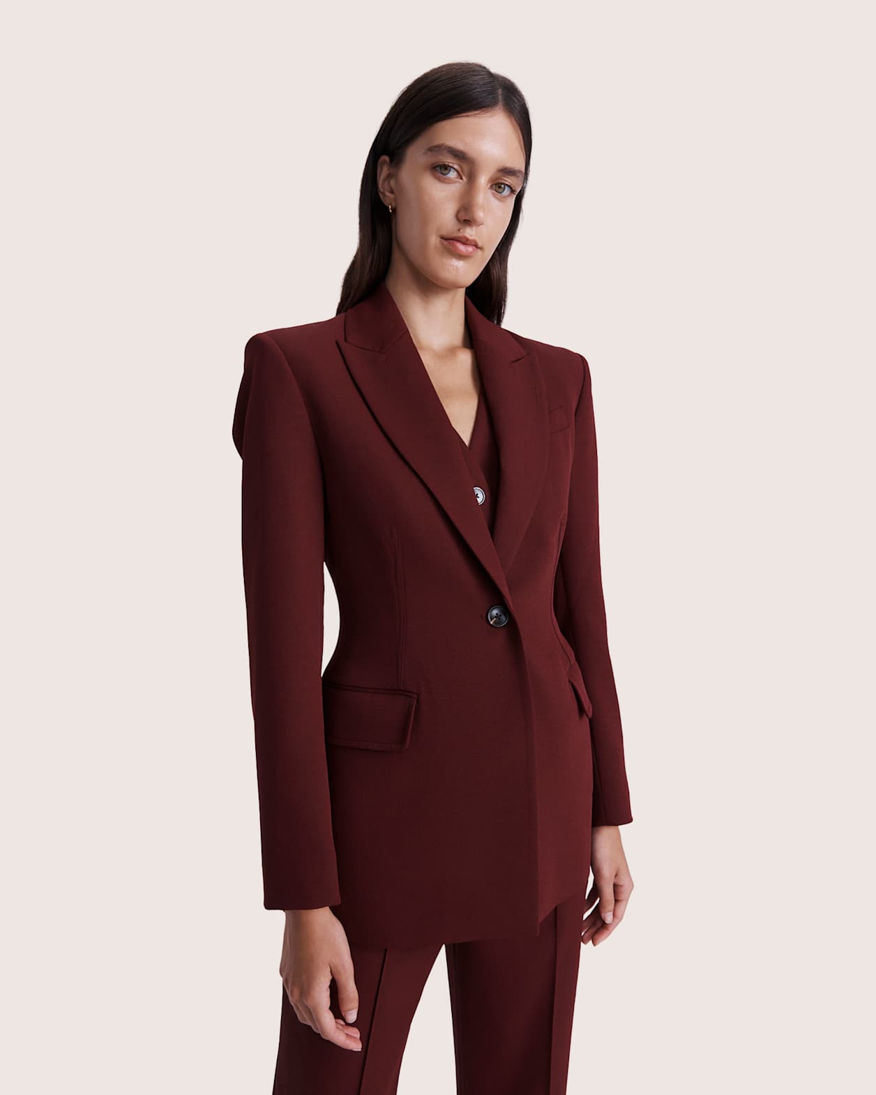 Dharma Stitch Detail Blazer in BERRY