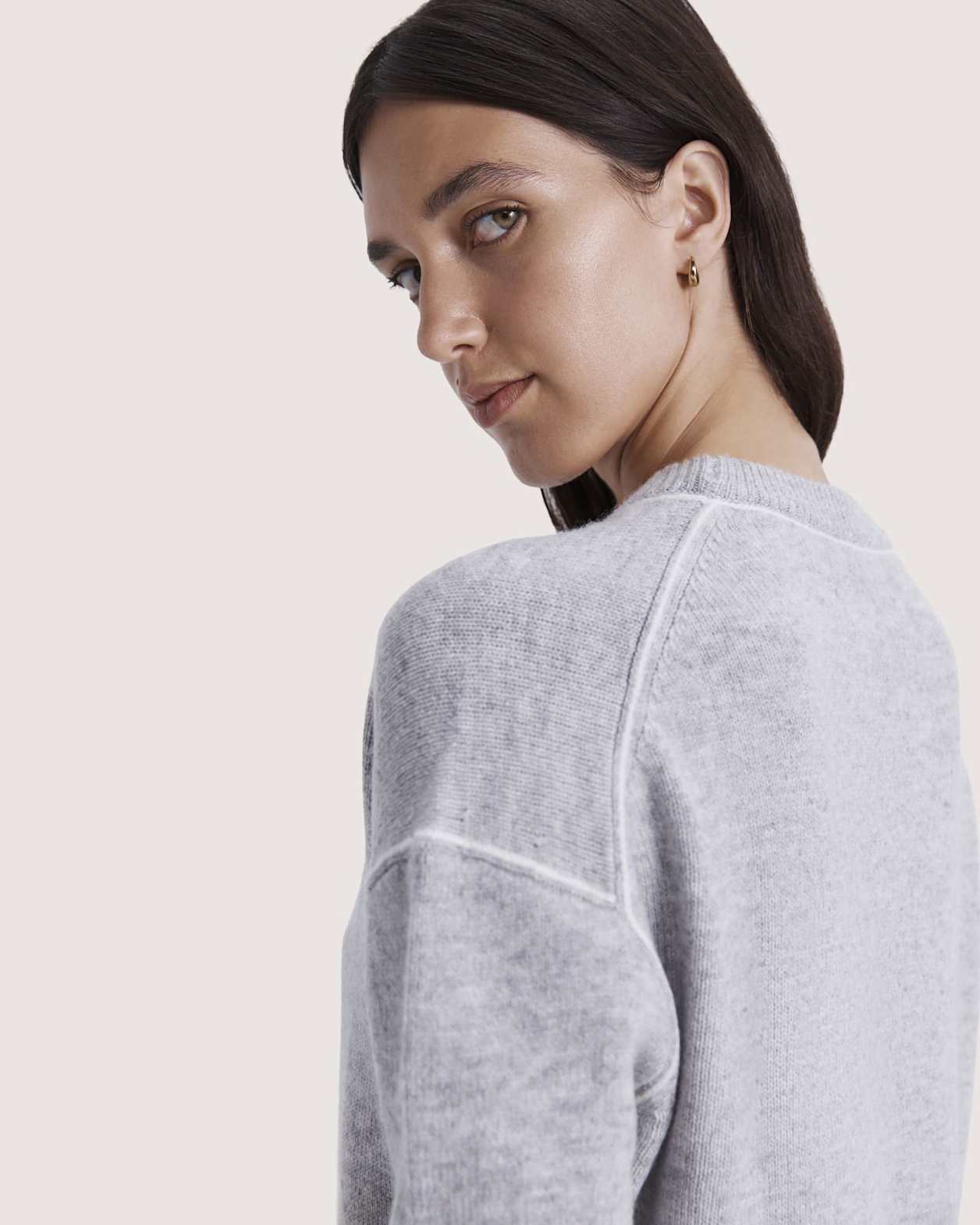 Claudia Chunky Wool Sweater in LIGHT GREY MELANGE