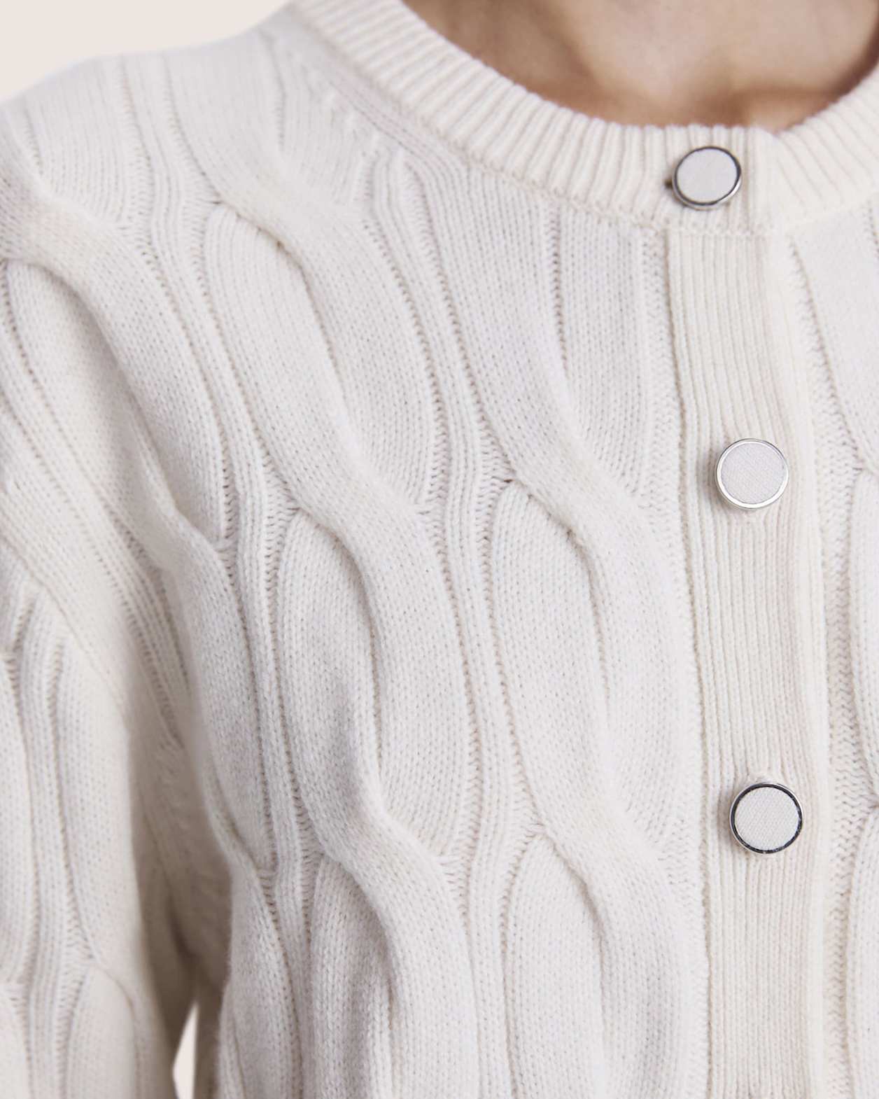 Nora Wool Cashmere Cable Cardi in VANILLA