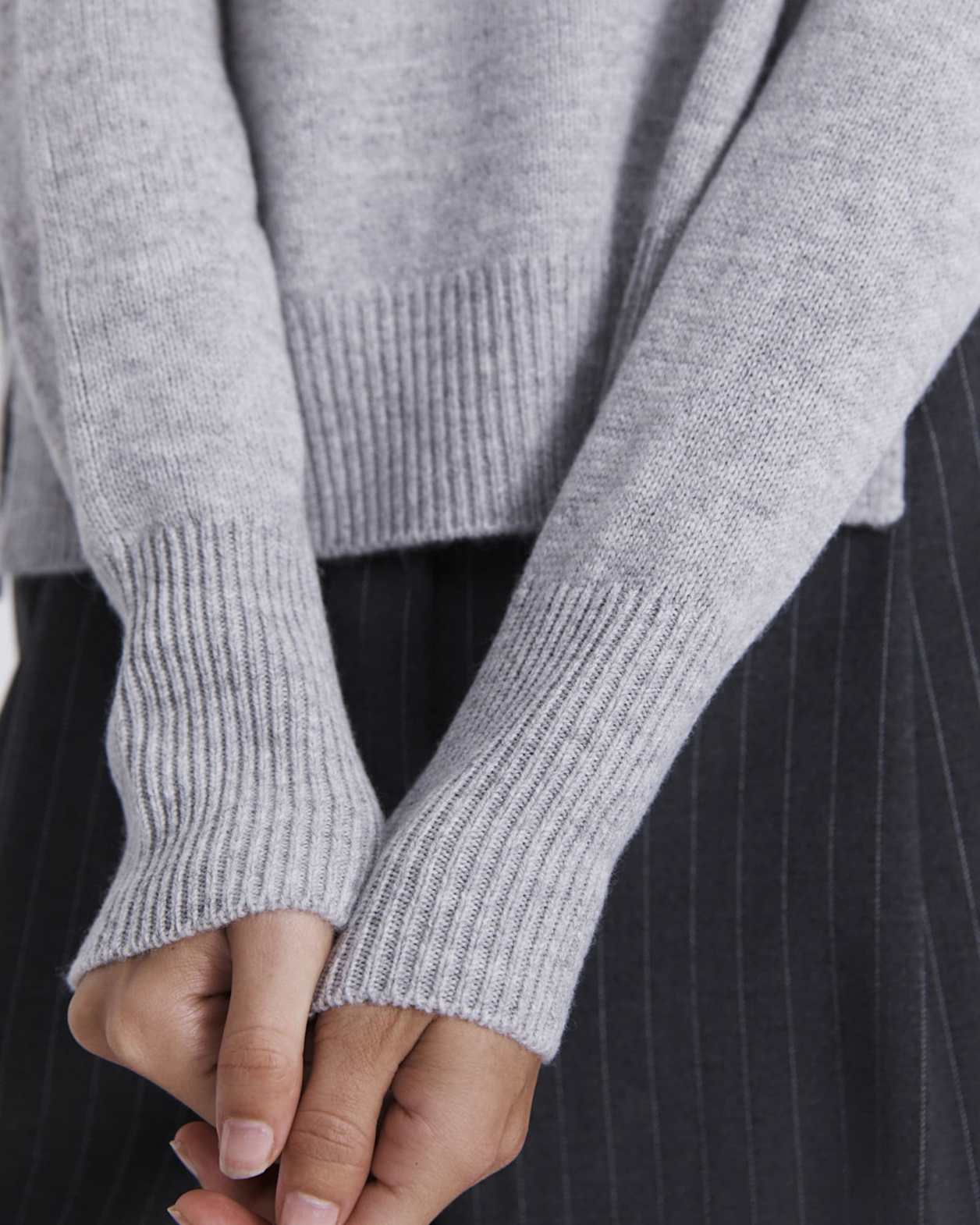 Claudia Chunky Wool Sweater in LIGHT GREY MELANGE