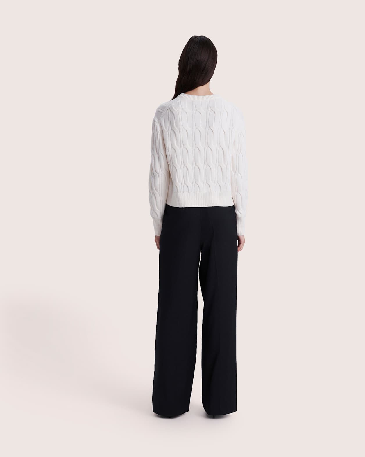 Nora Wool Cashmere Cable Cardi in VANILLA