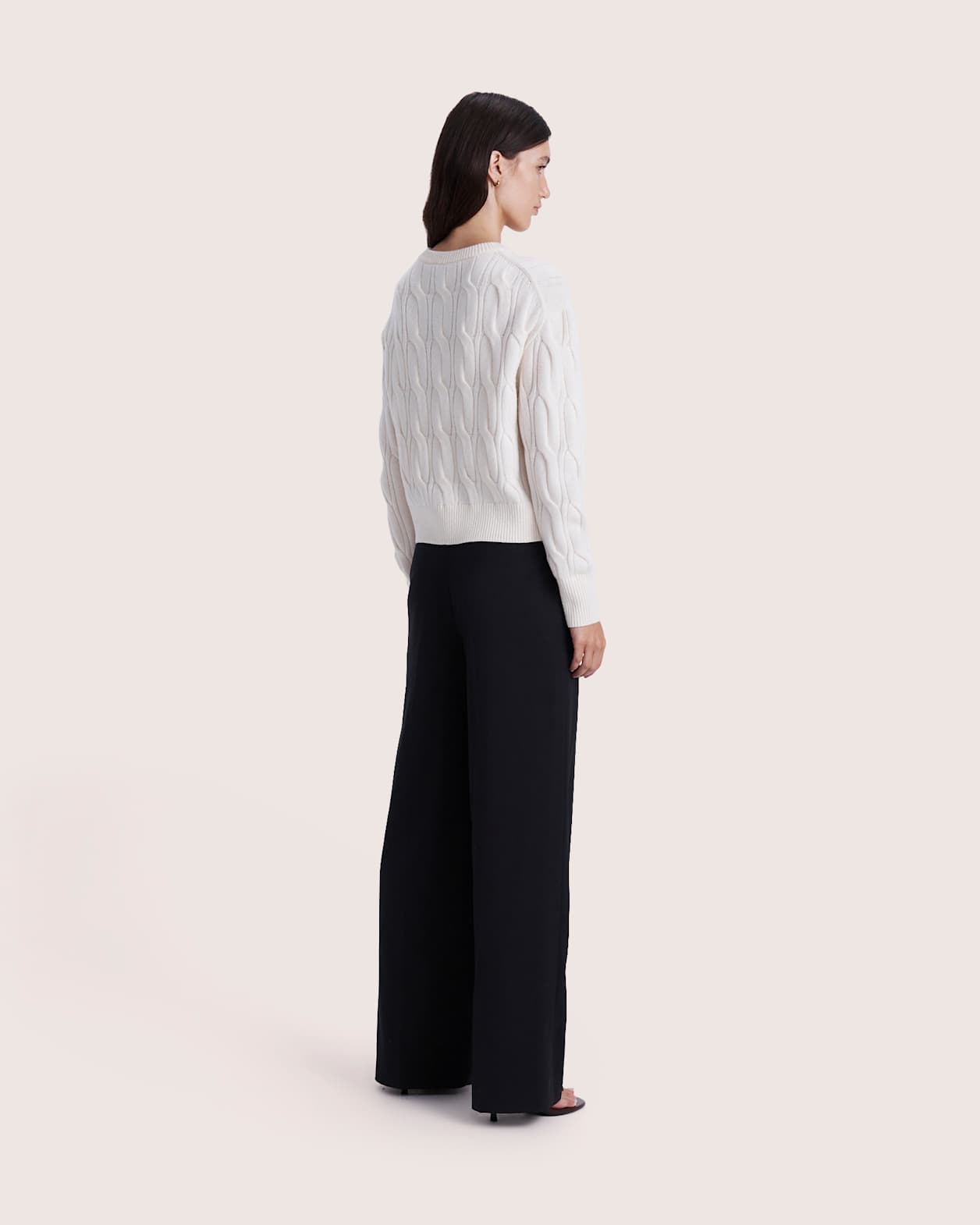Nora Wool Cashmere Cable Cardi in VANILLA