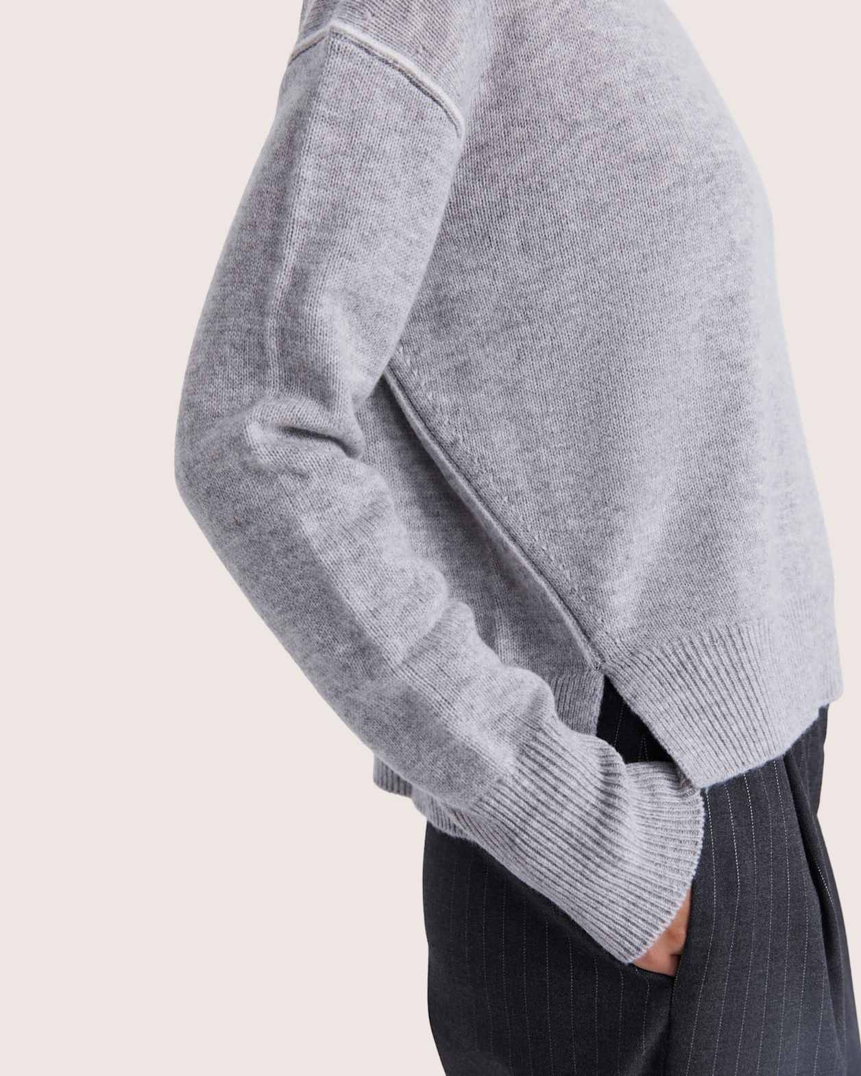 Claudia Chunky Wool Sweater in LIGHT GREY MELANGE